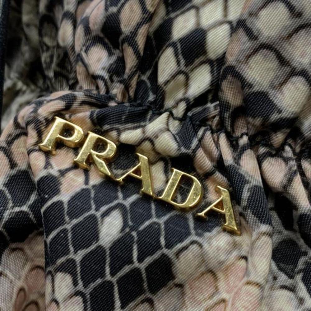 Prada Python Pattern Nylon Handbag Black - image 6